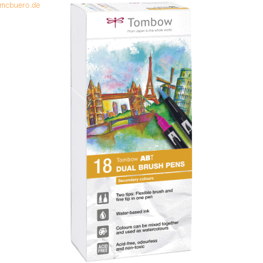 Tombow Dual-Fasermaler ABT mit Rundspitze/Pinselspitze Wasserbasis Sek Tombow Dual-Fasermaler ABT mit Rundspitze/Pinselspitze Wasserbasis Sek von Tombow