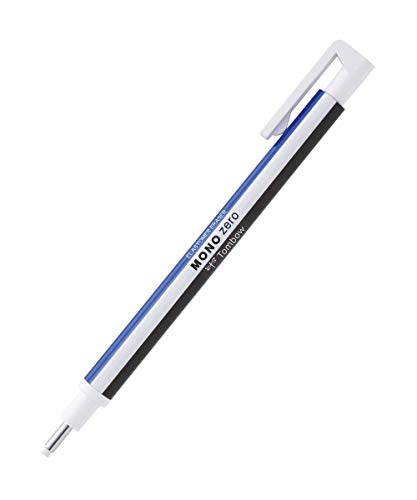 Tombow EH-KUR Präzisionsradierer MONO zero nachfüllbar runde Spitze, Durchmesser 2.3 mm, weiß/blau/schwarz 1 Stück (1er Pack) von Tombow