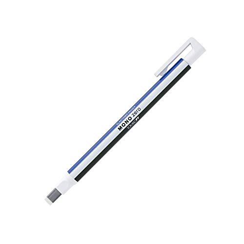 Tombow EH-KUS Präzisionsradierer MONO zero nachfüllbar eckige Spitze, 2.5 mm x 5 mm, weiß/blau/schwarz von Tombow