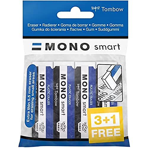 Tombow ET-ST-4P Radierer MONO smart, für feinstes Radieren, 9 g, Sparpack, 4 Stück von Tombow