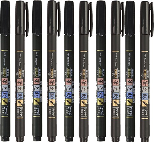 Tombow Fude Brush Pen, Fudenosuke (5X Harte + 5X Weiche Spitze) von Tombow