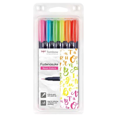Fudenosuke Brush Pens neon 6teilig von Tombow