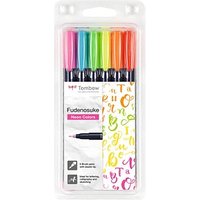 Tombow Fudenosuke Neon Brush-Pens farbsortiert, 1 Set von Tombow
