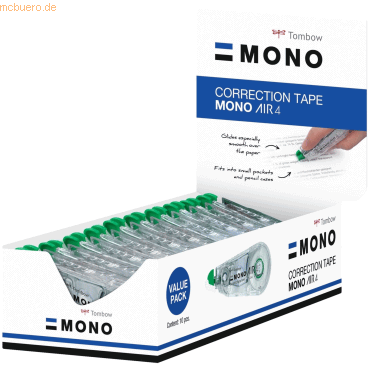 Tombow Korrekturroller Mono air 4 4,2mmx10m Office Pack VE=10 Stück Tombow Korrekturroller Mono air 4 4,2mmx10m Office Pack VE=10 Stück von Tombow