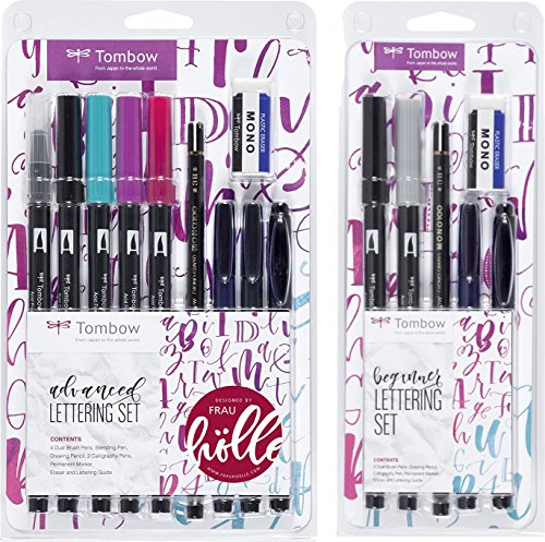 Tombow Lettering Sets"Beginner" 5 Stifte mit Radierer +"Advanced" 9 Stifte + Radierer, inkl. Anleitung, designed Frau Hölle Tombow Lettering Sets"Beginner" 5 Stifte mit Radierer +"Advanced" 9 Stifte + Radierer, inkl. Anleitung, designed Frau Hölle von Tombow