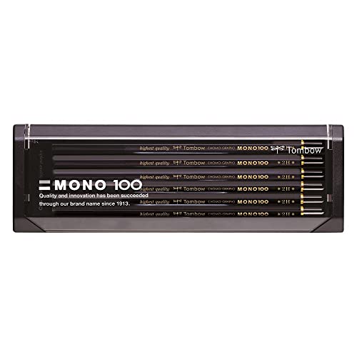 Tombow MONO-100-2H Bleistift Mono 100 Härtegrad 2H, 12-er Set, schwarz von Tombow