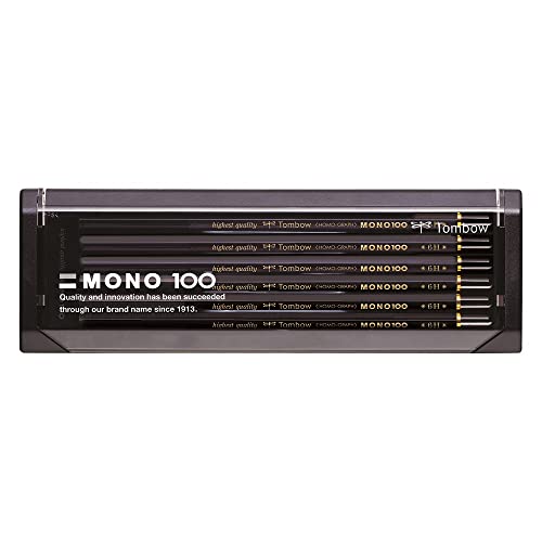 Tombow Bleistift MONO 100 6H, 12er-Set, hochwertige Graphitmine mit hoher Dichte, intensiver Kontrast, ideal zum Zeichnen und Schreiben [MONO-100-6H] von Tombow