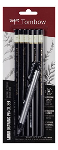 Tombow Mono-6PC-Zeichen Set, 6 Bleistifte und 1 Präzisionsradierer Zero MONO-6PC-SET von Tombow