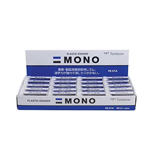 Tombow Mono Radiergummi, klein, 40 Stück, Weiß, Small, 40-Pack von Tombow