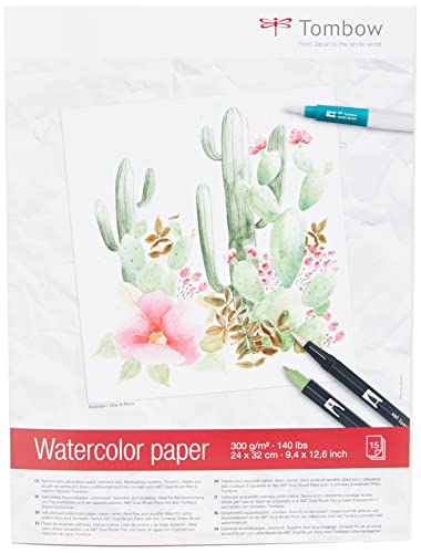 Tombow PB-AQUA Aquarellblock, satiniert, 24 x 32 cm Cremeweiß von Tombow