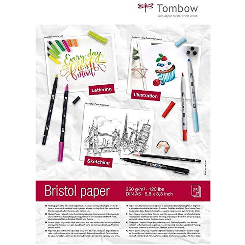 Tombow PB-MARK-5 Zeichenblock Bristol DIN A5 250 g/m² hellweiß von Tombow