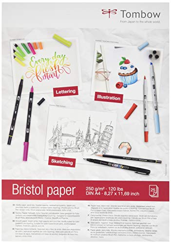 Tombow PB-MARK Zeichenblock Bristol DIN A4 250 g/M2, hellweiß von Tombow