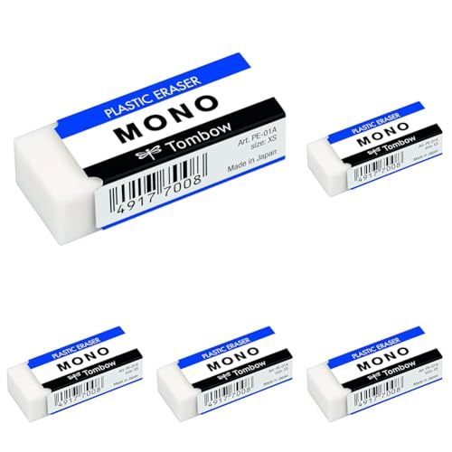 Tombow PE-01A Radierer MONO XS, PVC, phthalat und latexfrei, 11 g (Packung mit 5) von Tombow