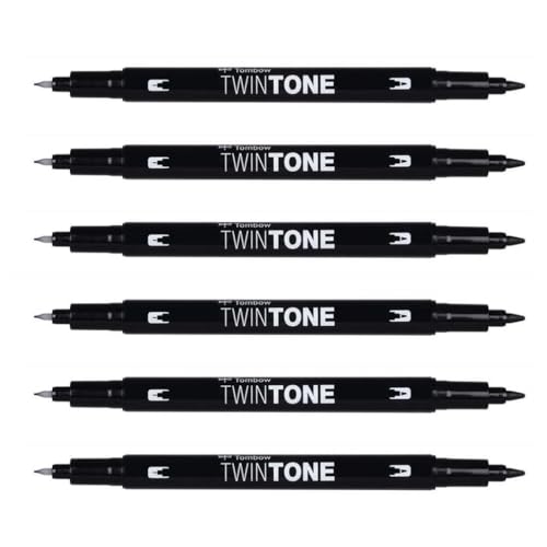 TOMBOW TwinTone Filzstifte, Doppelspitze, 0,8 und 0,3 mm, Schwarz, 6 Stück TOMBOW TwinTone Filzstifte, Doppelspitze, 0,8 und 0,3 mm, Schwarz, 6 Stück von Tombow