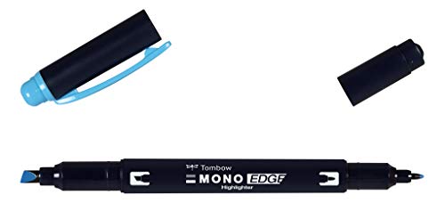 Tombow MONO edge Textmarker mit zwei Spitzen, himmelblau, Keilspitze und Finelinerspitze, schnell trocknend, umweltfreundliches Design [WA-TC96] von Tombow