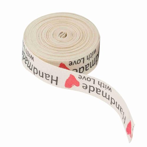 5 Yards Baumwollband, handgefertigte Etiketten nähen Bande Verpackung Baumwollfaden -Gurtband für Kunsthandwerk zum Wickeln, Wohnkultur, Blumendekoration (handgefertigtes rotes Herz) von Tomedny