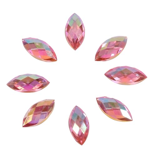 500PCS Crystal Rhinestones, Acrylic Flat Back Rhinestones Horse Eye Shape Craft Crystal Colorful Clothing Accessories for Decorations (light pink) von Tomedny