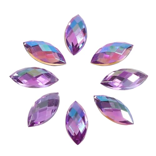 500PCS Crystal Rhinestones, Acrylic Flat Back Rhinestones Horse Eye Shape Craft Crystal Colorful Clothing Accessories for Decorations (light purple) von Tomedny