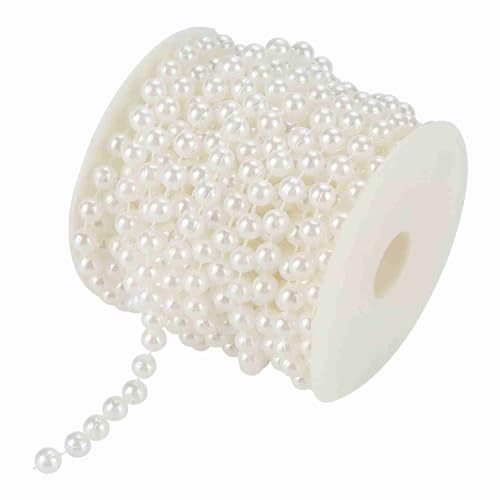 8mm Faux Pearl Perlen, 10 m Girlande Perle Perle Roll DIY Craft String Chain für Hochzeitsfeierdekoration (Weiß) von Tomedny