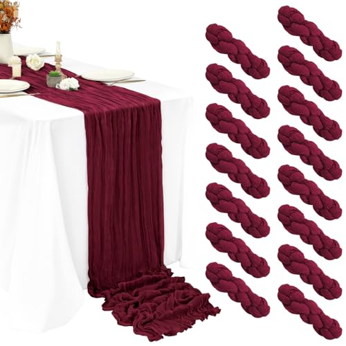 Seihtuch-Tischläufer, Gaze, Boho, rustikaler Tischläufer, Käsetuch, langer Tischläufer für Hochzeit, Brautparty, Geburtstag, Party, Tischdekoration, 50,8 x 178,8 cm, Burgunderrot, 15 Stück Seihtuch-Tischläufer, Gaze, Boho, rustikaler Tischläufer, Käsetuch, langer Tischläufer für Hochzeit, Brautparty, Geburtstag, Party, Tischdekoration, 50,8 x 178,8 cm, Burgunderrot, 15 Stück von Tomeurperf