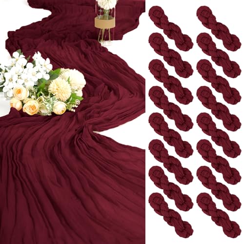 Seihtuch-Tischläufer, rustikaler Boho-Stil, Tischläufer für Hochzeit, Geburtstag, Party, Brautparty, Kuchendekoration, Burgunderrot, 89,9 x 178,8 cm, 16 Stück Seihtuch-Tischläufer, rustikaler Boho-Stil, Tischläufer für Hochzeit, Geburtstag, Party, Brautparty, Kuchendekoration, Burgunderrot, 89,9 x 178,8 cm, 16 Stück von Tomeurperf