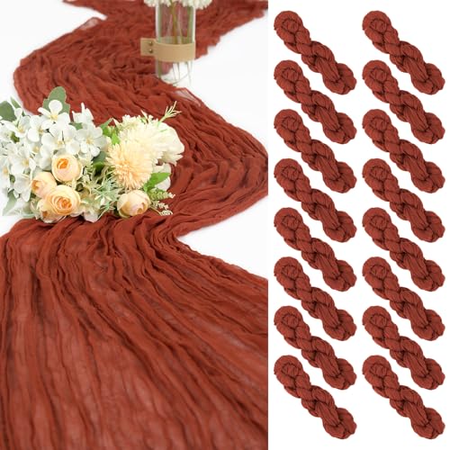 Seihtuch-Tischläufer, Terrakotta, 89,9 x 178,8 cm, Gaze, Käsetuch, Tischläufer, rustikaler Boho-Stil, Tischläufer für Hochzeit, Geburtstag, Party, Brautparty, Kuchen, Tischdekoration, 16 Stück Seihtuch-Tischläufer, Terrakotta, 89,9 x 178,8 cm, Gaze, Käsetuch, Tischläufer, rustikaler Boho-Stil, Tischläufer für Hochzeit, Geburtstag, Party, Brautparty, Kuchen, Tischdekoration, 16 Stück von Tomeurperf