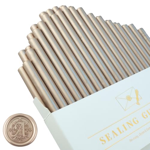 Tomgenrine Mini Wachssiegel-Sticks - 36 Stück Schnellschmelzendes Wachs für Heißklebepistole, ideal für Hochzeitseinladungen, Briefe, Umschläge, Karten & Bastelprojekte (Champagner Gold） von Tomgenrine