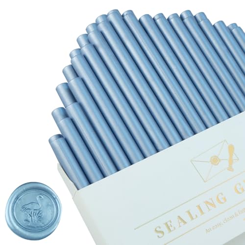 Tomgenrine Mini Wachssiegel-Sticks - 36 Stück Schnellschmelzendes Wachs für Heißklebepistole, ideal für Hochzeitseinladungen, Briefe, Umschläge, Karten & Bastelprojekte (Grau Blau） von Tomgenrine