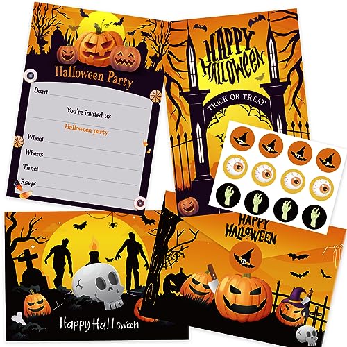 Halloween Party Invitations, 12PCS Happy Halloween Invitation Cards, Paper Halloween Party Invitations Cards for Adults Teens, Invitation Cards for Halloween Scary Spooky Themed Parties von Tomicy