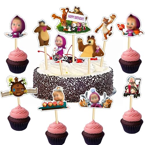 Geburtstag Tortendeko Tomicy Happy Birthday Cake Topper, Cupcake Toppers Set,für Kinder Party Geburtstag Party Kuchen Dekoration Supplies 11pcs von Tomicy