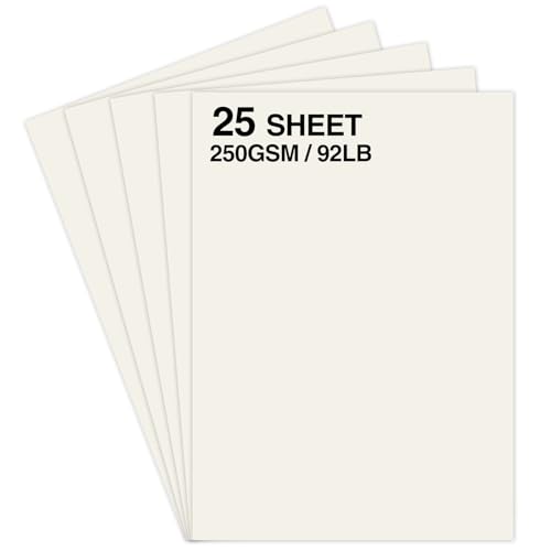 Cremefarbenes Kartonpapier, 25 Blatt, 21,6 x 27,9 cm, 250 g/m², schwer, für Einladungen, Scrapbooking und Bastelarbeiten von Tomioziey