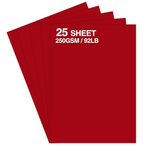 Rotes Kartonpapier, 25 Blatt, 21,6 x 27,9 cm, 250 g/m²/41,7 kg dickes Bastelpapier für Einladungen, DIY-Karten, Scrapbooking und Urlaubsdekoration Rotes Kartonpapier, 25 Blatt, 21,6 x 27,9 cm, 250 g/m²/41,7 kg dickes Bastelpapier für Einladungen, DIY-Karten, Scrapbooking und Urlaubsdekoration von Tomioziey