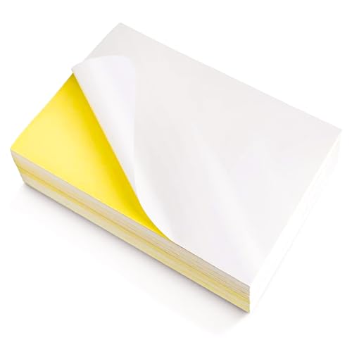 100 Blatt A4 Papier für Drucker, Weiß Selbstklebend Papier, perfekt für Tintenstrahldrucker von Tomkity