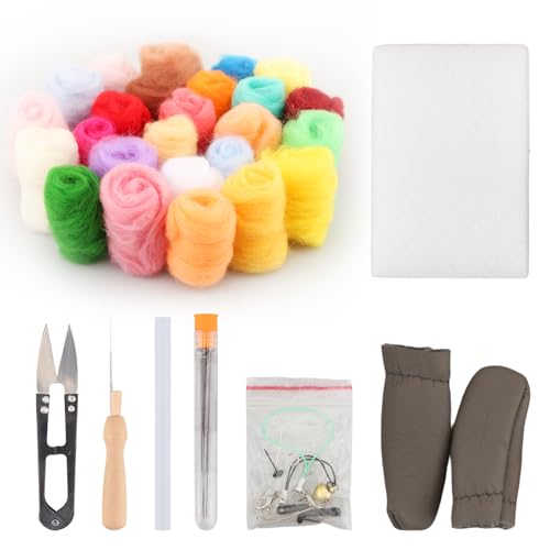 Nadelfilz-Set mit 25 leuchtenden Farben, Wollgarn, komplettes Filz-Set enthält wichtige Nadelfilzwerkzeuge, Filzformen und tragbare Aufbewahrungsbox, perfekt für Bastelarbeiten, Geschenkherstellung Nadelfilz-Set mit 25 leuchtenden Farben, Wollgarn, komplettes Filz-Set enthält wichtige Nadelfilzwerkzeuge, Filzformen und tragbare Aufbewahrungsbox, perfekt für Bastelarbeiten, Geschenkherstellung von Tommax