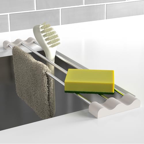 Tomorotec Verstellbares Küchenregal für Geschirrtücher, Schwämme, Flaschen und Bürsten, hitzebeständiger Edelstahl mit schlankem, erweiterbarem Design und multifunktionaler Silikonhalterung Tomorotec Verstellbares Küchenregal für Geschirrtücher, Schwämme, Flaschen und Bürsten, hitzebeständiger Edelstahl mit schlankem, erweiterbarem Design und multifunktionaler Silikonhalterung von Tomorotec