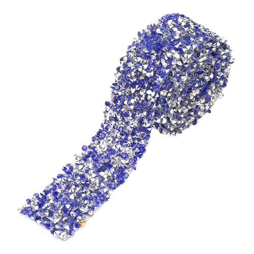 1 Yard Diamond Ribbon, 30mm Selbstkleber Kristall Strass Ribbon Roll Bling Diamond Aufkleber Glitzernde Streifen für Kleidungsschuhe Hochzeit DIY Handwerk (Dark Blue) von Tomotato