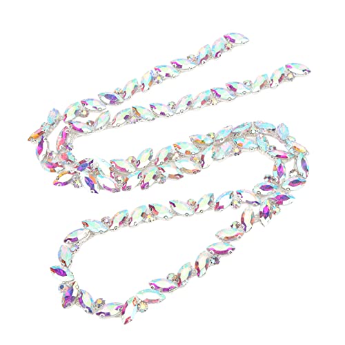 1 Yard Strass Besatzkette, Glasklauenkette Einreihige Strassstreifen Funkelnde Strass Applikation für Kleidung, Schmuck, DIY, Halsketten, Taschen, Hochzeiten und Partys (AB Farbe) von Tomotato