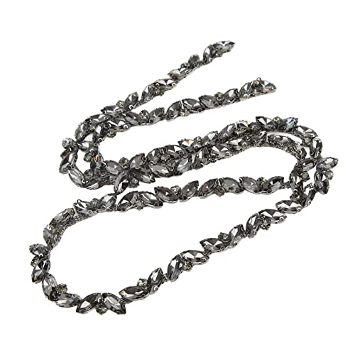 1 Yard Strass Besatzkette, Glasklauenkette Einreihige Strassstreifen Funkelnde Strass Applikation für Kleidung, Schmuck, DIY, Halsketten, Taschen, Hochzeiten und Partys (Grau) von Tomotato
