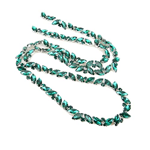 1 Yard Strass Besatzkette, Glasklauenkette Einreihige Strassstreifen Funkelnde Strass Applikation für Kleidung, Schmuck, DIY, Halsketten, Taschen, Hochzeiten und Partys (Kong grün) von Tomotato