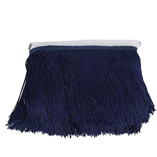 10 Yards Quaste Fransenborte, 14cm Breite Polyester Langfranter Quasten für DIY Nähtätigkeit Kleidung Vorhänge Dekor (Marineblau) von Tomotato