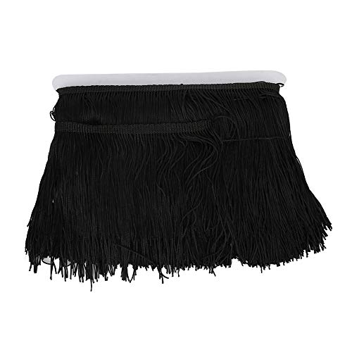 10 Yards Quaste Fransenborte, 14cm Breite Polyester Langfranter Quasten für DIY Nähtätigkeit Kleidung Vorhänge Dekor (Schwarz) von Tomotato