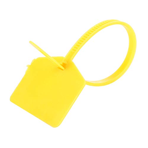 100 Stück Kabelbinder Nummerierte Etiketten, Starke Kunststoff Kabelmarkierung Tag, Manipulationssichere Dichtungen Sicherheitsetiketten für Koffer, Gepäck, Feuerlöscher, Lothes, Schuhe(Gelb) von Tomotato