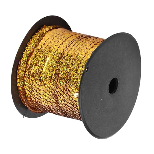 100 Yard 6mm Pailletten Rolle, String Flat Spule Trim Dekoratives Zubehör für Kleid Verschönern Stirnband Tuch Schuh (Laser-Gold) von Tomotato