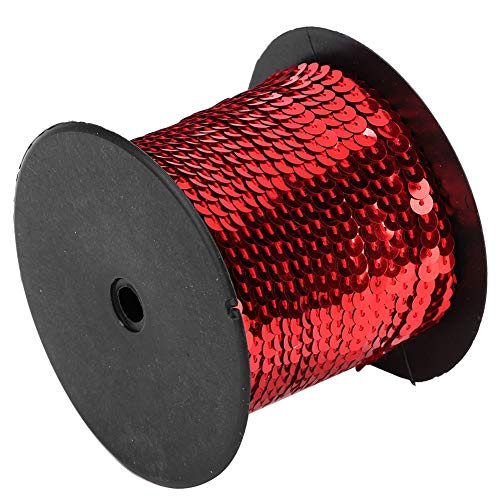 100 Yard 6mm Pailletten Linie, Pailletten String Flat Paillette Spule Pailletten Trim Dekoratives Zubehör für Kleid Verschönern Stirnband Tuch Schuh(Rot) von Tomotato