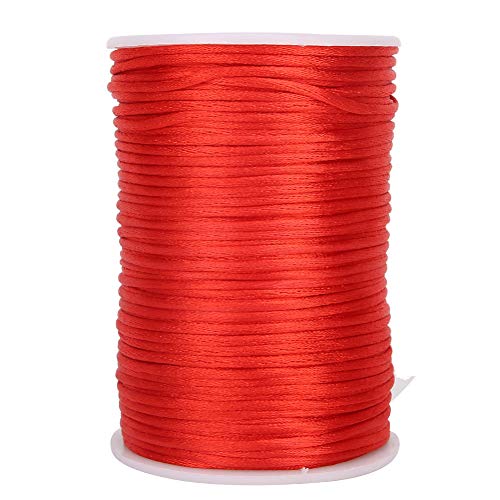 100 Yard Satinschnur, 6,5cm Breit Satin Nylon Trim Cord Geflochtene Satinschnur für Die DIY Schmuckherstellung, Chinesischen Knoten(Rot) von Tomotato