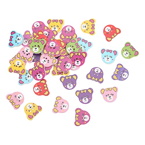200 Stück Tierknöpfe, 2 Löcher Niedliche Cartoon Bären Holznähte Knöpfe für DIY Scrapbooking Sewing Strick Handwerk Zubehör von Tomotato