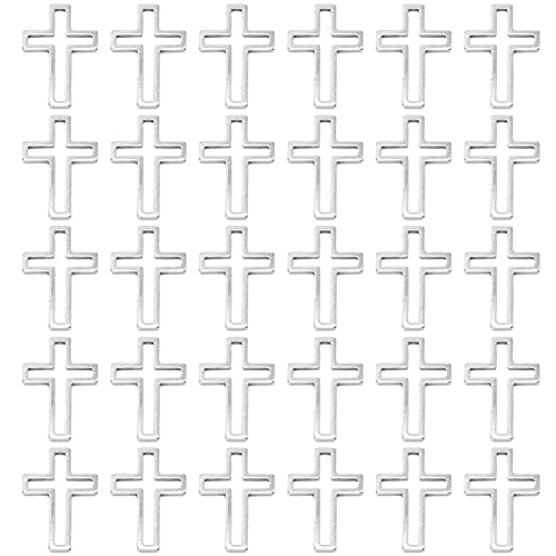 30 Stück Prozent offene Lünetten für Harz, Kreuzform Edelstahl DIY Offene Lünetten Hohlrahmen Anhänger zum Herstellen von Halsketten Armbändern Ohrringe Schlüsselketten (Cross Small * 30) von Tomotato