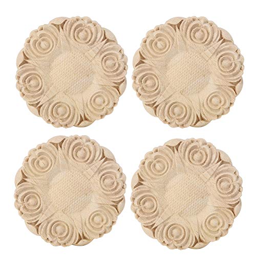 4 Stück Holz Applikationen, 10cm Rundes Unbemaltes Holz Geschnitzte Onlays Applikationen für die Dekoration für Hausmöbel Schrank 4 Stück Holz Applikationen, 10cm Rundes Unbemaltes Holz Geschnitzte Onlays Applikationen für die Dekoration für Hausmöbel Schrank von Tomotato