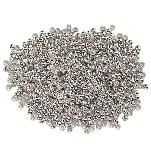 500 Stück Runde Abstandsperlen, 2mm Innendurchmesser Metall Quetschperlen Lose Stopper Perlen für die DIY Schmuckherstellung (Silber) von Tomotato