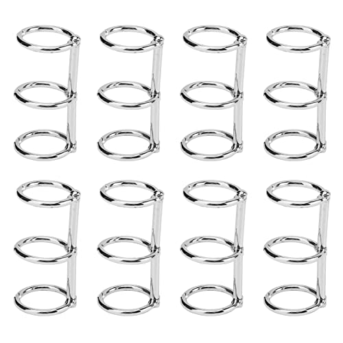 8 Stück 3 Loch Loseblatt Binderringe, 3 Ring Metall Loseblattbinder Buchringe mit Schnappverschluss, Geteiltes Scharnier für DIY Notizbuch, Tagebuch, Fotoalbum Bindung, 20mm (Silber) von Tomotato
